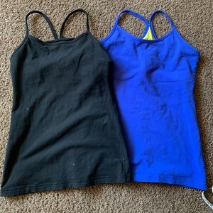 Lot of 2 Lululemon Power Y Tank Black and Blue Size 4